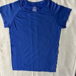 Danskin Now XXL 20 Fitted Athletic Top Blue Mesh Nylon Workout Teeth